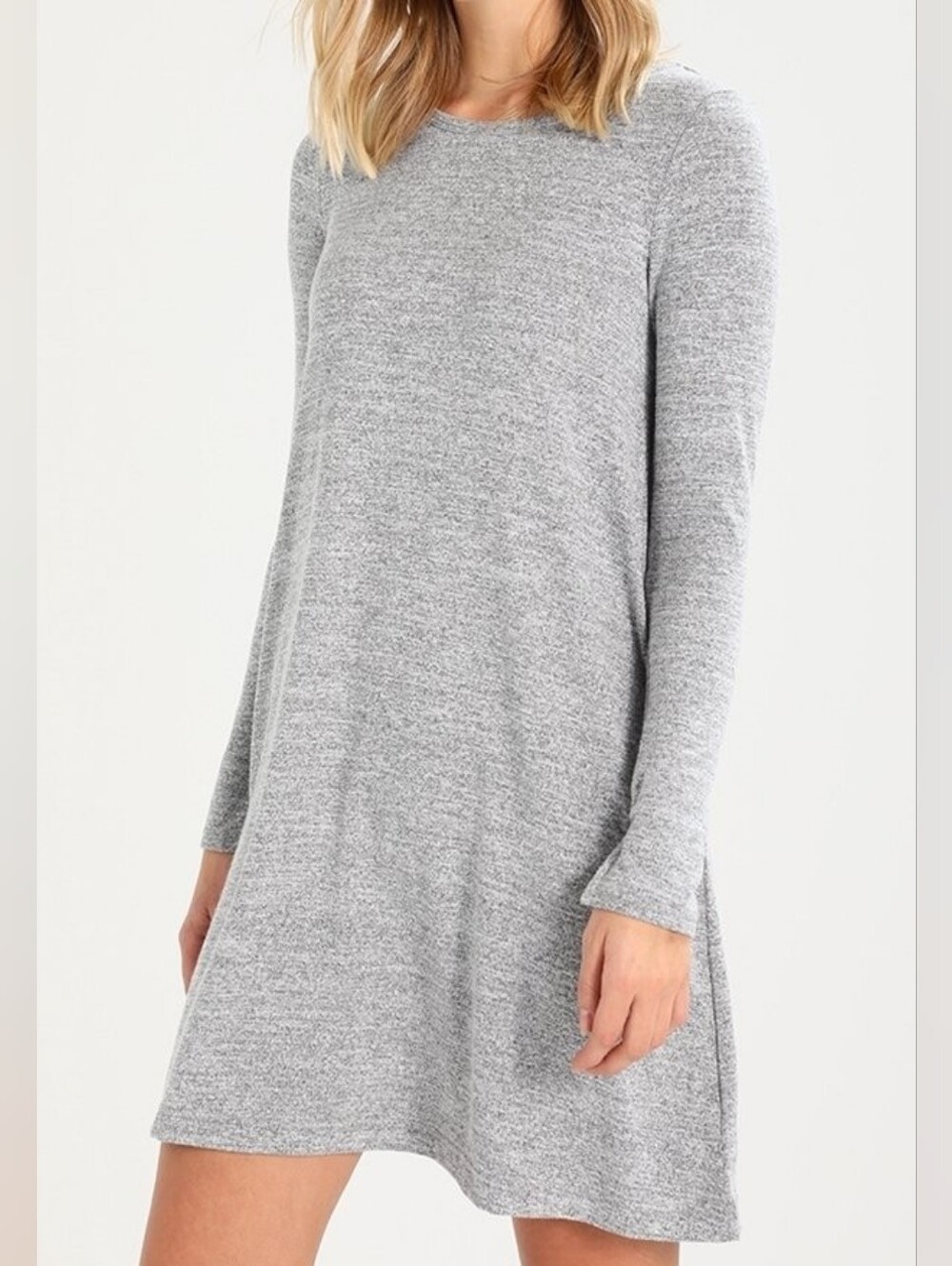 GAP Softspun Knit Long Sleeve Swing Tunic Mini Dress Heather Gray S
